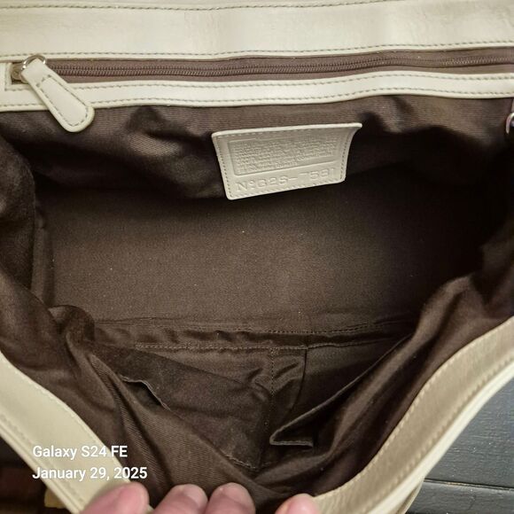 HTF Coach Hampton Handbag Satchel Purse Bone Thick Leather Silver # 7581 EUC - Picture 9 of 9